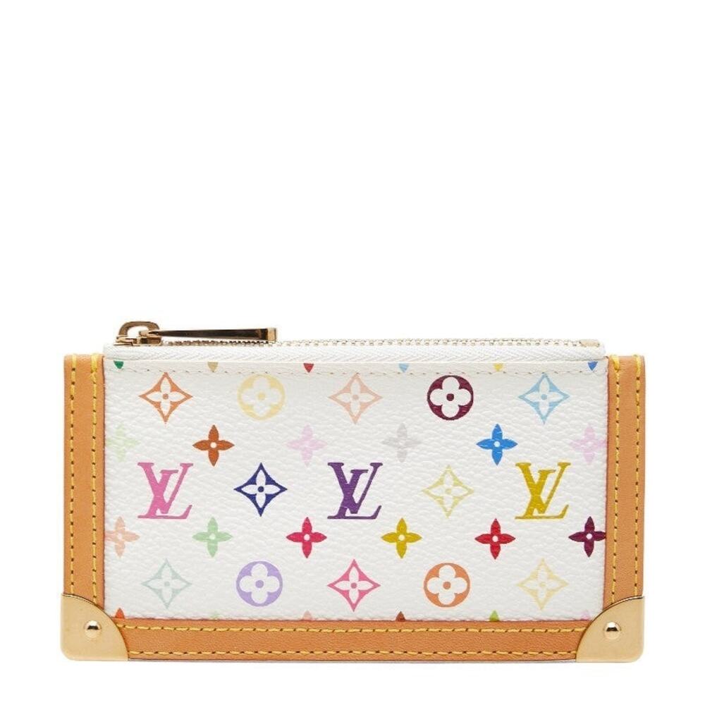 Louis Vuitton Monogram Pochette Cles Coin Case Blanc Multicolor